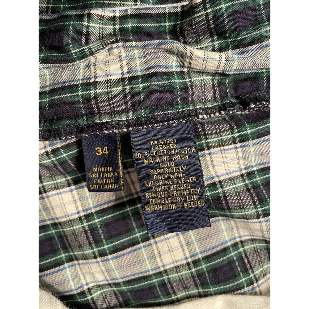 Polo Ralph Lauren Shorts Men Size 34 Green Plaid Flat Front Chino - Picture 7 of 8